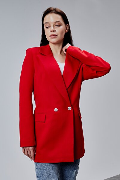 Bolivente Κόκκινο Oversize υφαντό μπουφάν Blazer