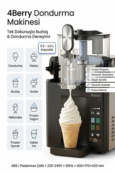 Ice Cream Maker - Ice Cream & Frozen Beverage Maker - 6 Modes Auto Clean 2 L Capacity