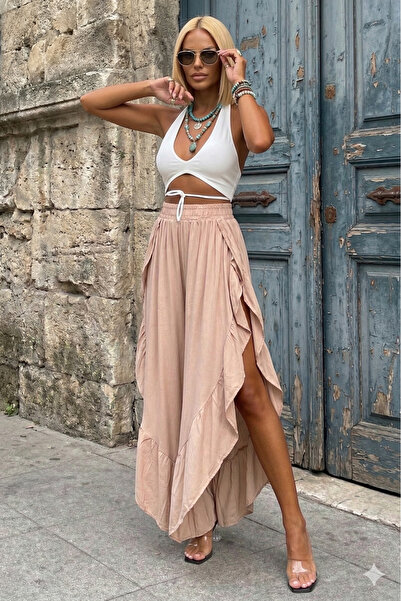 Pasaklı Giyim Γυναικεία αυθεντική ελαστική μέση άνοιγμα Casual φούστα σαλβάρι...