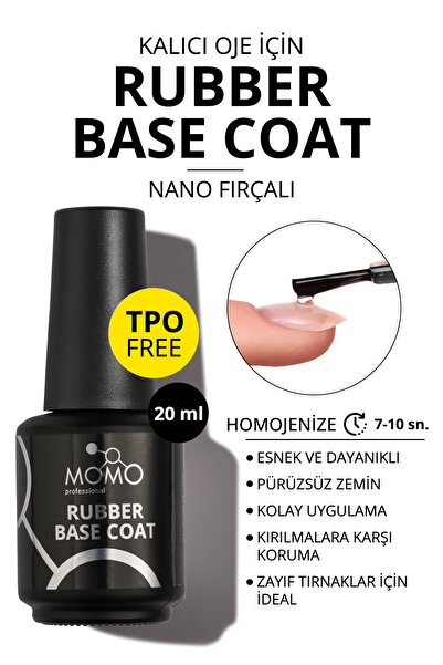 MOMO professional Kalıcı Oje Için Rubber Base Coat, Nano Fırçalı, 18 ml