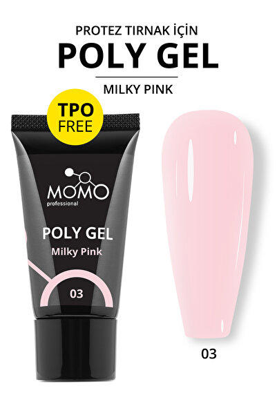 MOMO professional Protez Tırnak İçin Poly Gel, Poli Jel, No.03, Açık Pembe, 3...