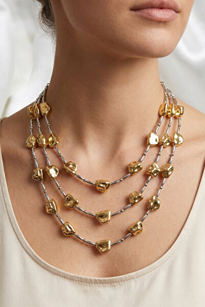PETEK AKSESUAR Metalized Bead Style Necklace