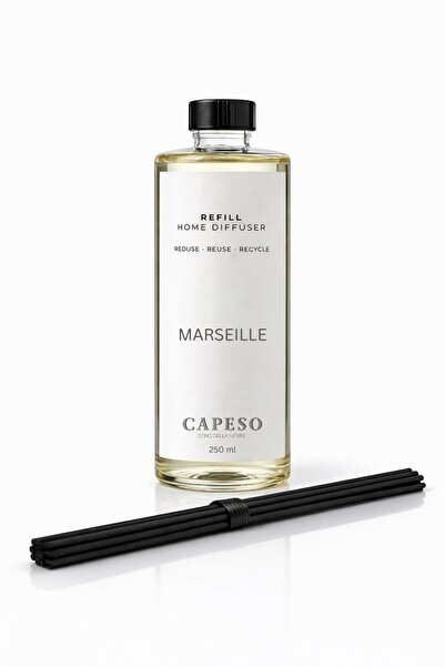 Capeso Marseille- Beyaz Sabun 250 ml Çubuklu Oda Kokusu Refill (Yedek) – 5 Ad...