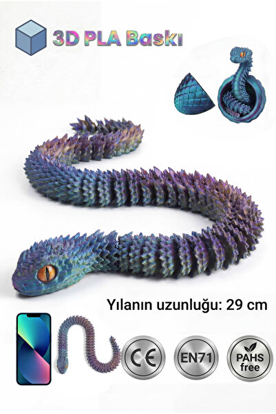 BBSKY Hareketli Kristal Yılan ve Yumurta Seti - 3D Baskı Organik Figür Oyunca...