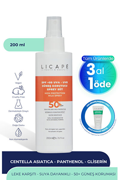 Licape Spf 50 Faktör Uva - Uvb Güneş Koruyucu Sprey Süt 200ml