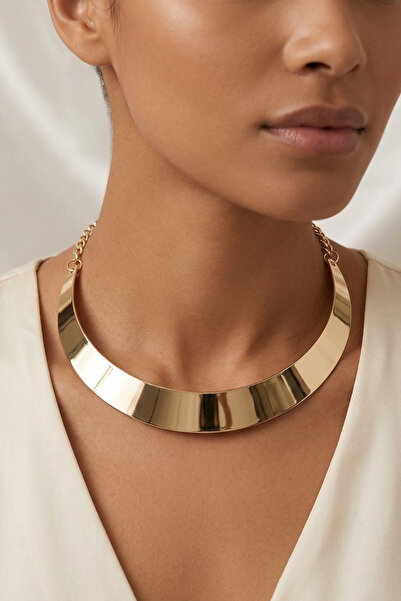 PETEK AKSESUAR METALİZE CHOKER TASMA KOLYE