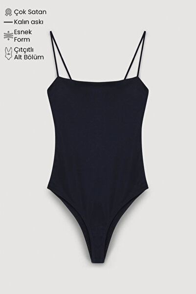 Quzu Thin Strap Bodysuit Black