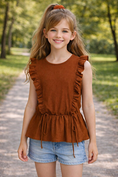 zepkids Πλήρωμα λαιμόκοψη μανίκια βολάν μανίκια Frilly μέση ελαστική λεπτομέρ...