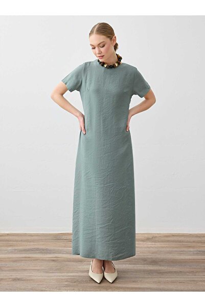 Refka Μοντάλ κοντομάνικο μουσουλμανικό φόρεμα - Χακί - Refka