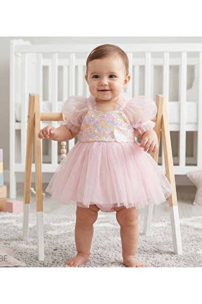 Cumino CUMİNO-3664 PEMBE TULUM ELBİSE