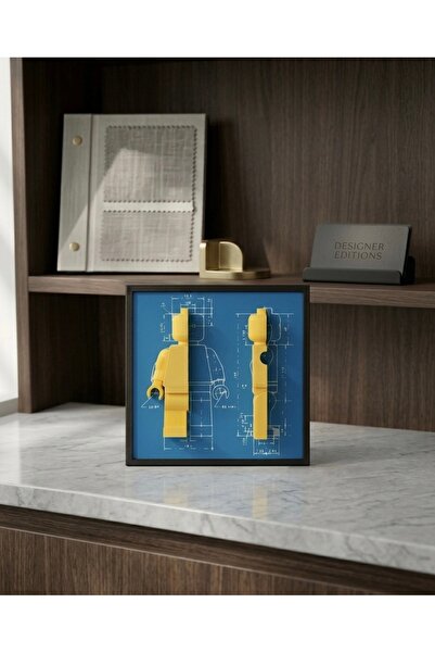 moto print Lego Blueprint 3D Dekoratif Tablo - Mühendislik Temalı Duvar Sanatı