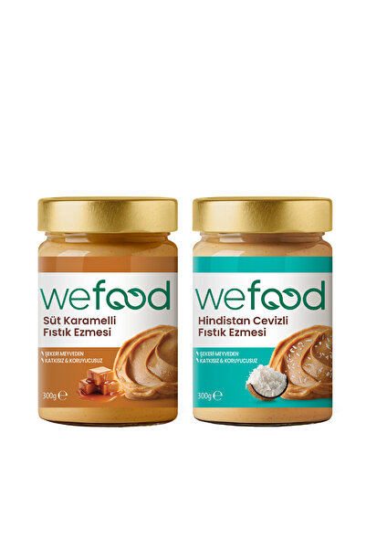 Wefood Süt Karamelli Fıstık Ezmesi 300 gr + Hindistan Cevizli Fıstık Ezmesi 3...