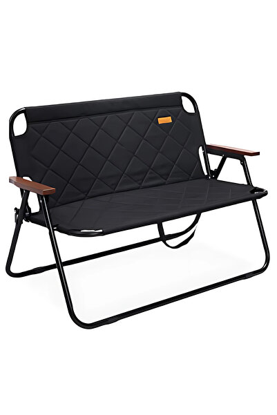 AutoFamily AUTO FAMILY Foldable Outdoor Camping Chair Black– 2 seater Chair O...