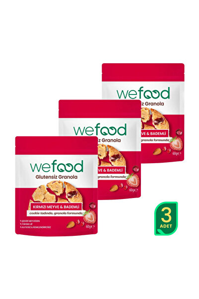 Wefood Glutensiz Granola Kırmızı Meyve & Bademli 60 gr 3'lü