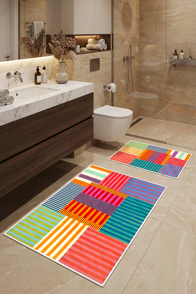 Decomia Home Digital Non-Slip Washable Colorful Modern Bath Mat Bathroom Rug Si