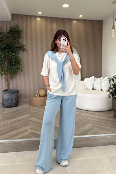 Oxygen Scarfs Modal Women's T-Shirt Tracksuit Set with Scarf Detail