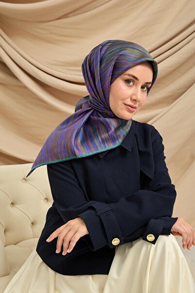 Silk Home Eșarfă din mătase twill, în tonuri verde-violet, cu țesătură anti-a...