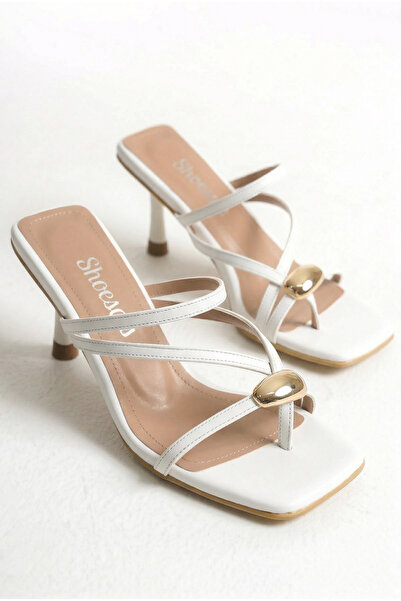 Redoxy Γυναικεία Παντόφλες Βραδινό Φόρεμα Λευκό Ειδικού Σχεδιασμού με λεπτό λ...