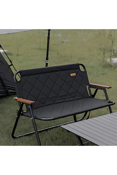 AutoFamily AUTO FAMILY Foldable Outdoor Camping Chair Black– 2 seater Chair Outdoor, portable camping chair