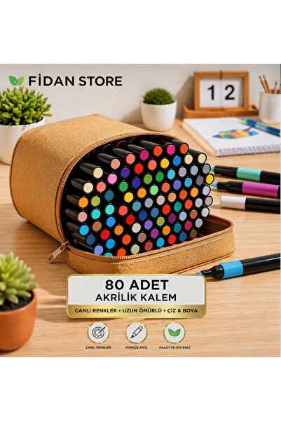 Fidanx Akrilik Kalem Seti Profesyonel Marker Boya Kalem Seti 80 Renk