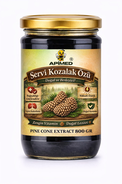 APİMED Cedar Cone Extract 800 Gr 100% Natural Additive-Free Pine Cone Extract...