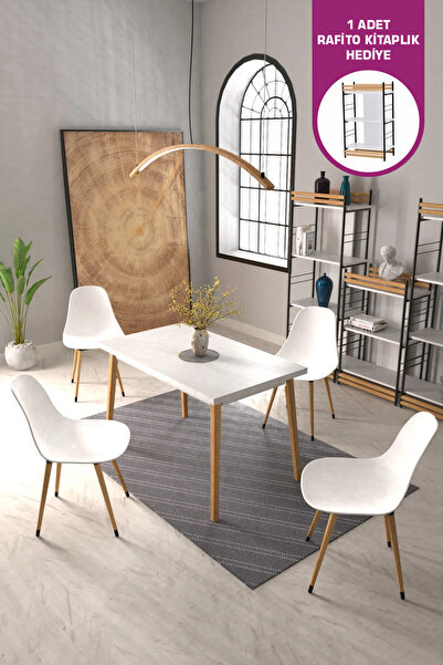 VİLİNZE Eames Sandalye Avanos Ahşap Mdf Mutfak Masası Takımı - 70x120 Cm
