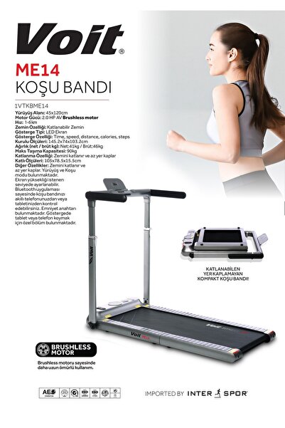 Voit ME14 Uzaktan Kumandalı Bluetooth Uygulamalı Katlanabilir Koşu Bandı
