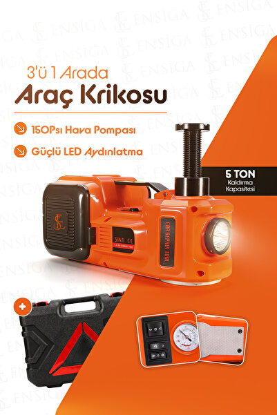 EN SİGA Elektrikli Araç Krikosu Seti 12V Hava Kompresörü Lastik Şişirme LED F...