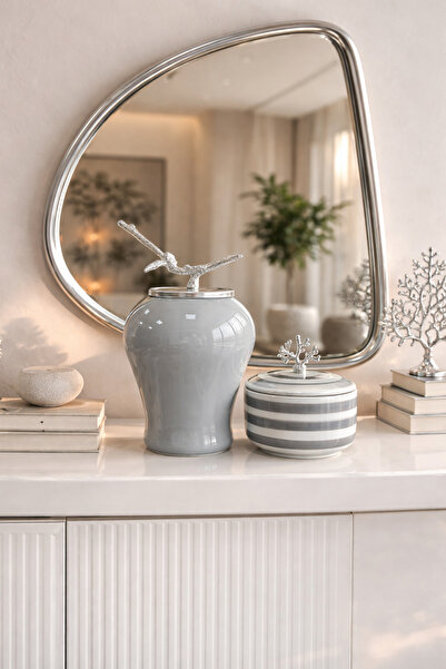 Decorative Object Silver Branched Grey Shah Cube Coral Zinc Alloy Classic Zebra Object - Feray Home