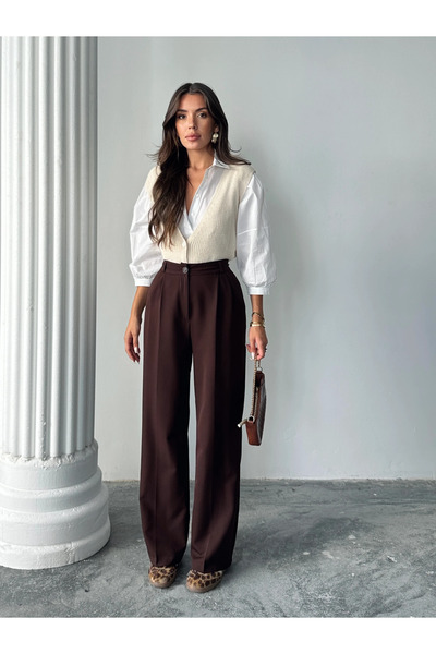 mydukkan.co Παντελόνι από ύφασμα Bitter Brown My Palazzo