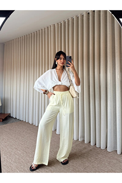 mydukkan.co Lined wide leg pants - yellow