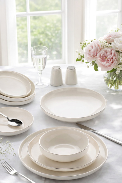 Aryıldız Acoustic Silver 30 Parça 6 Kişilik Porselen Yemek Takımı