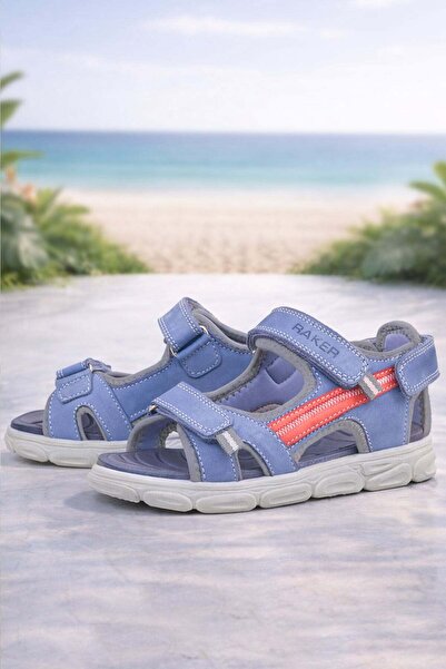 Rakerplus Genuine Leather Blue Orange Kids Sandals Shoes