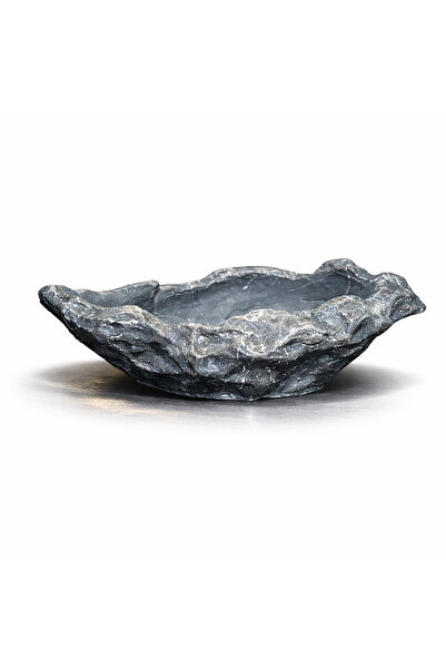 MİREVA Doğal Taş Görünümlü Gri siyah Dekoratif Kase- El Yapımı Masa Üstü Obje...