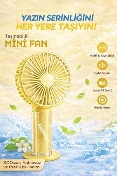 CROW'S TECH Taşınabilir Mini Fan 300mAh Kablosuz Sessiz Güçlü Motor Yaz İçin ...