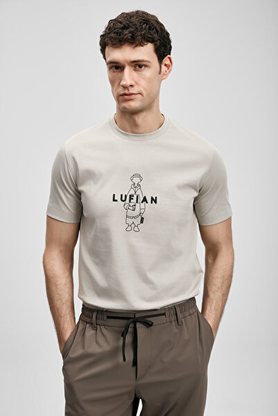 Lufian Sinbad Modern Graphic T-Shirt Stone