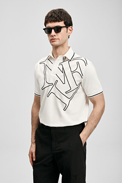 Lufian Ανδρικό μπλουζάκι πόλο Parker Smart σε ανοιχτό λευκό