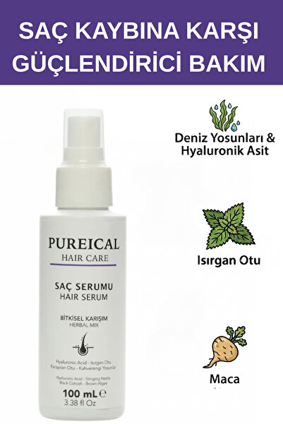 PUREICAL Bitkisel Saç Serumu 100 ml, Saç Kaybını Önleyici ve Güçlendirici Bakım