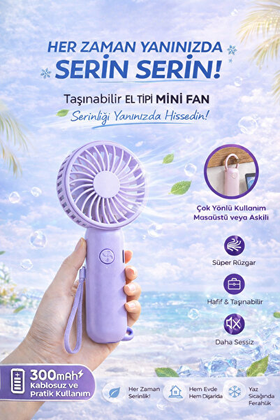 CROW'S TECH Taşınabilir Mini Fan 300mAh Kablosuz Sessiz Güçlü Motor Yaz İçin ...