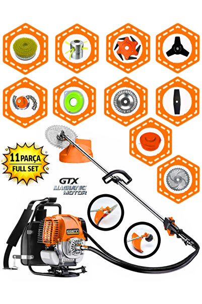 EISEnn Germany EST-901 11 İN 1 Sırt Tipi Benzinli Motorlu Ot Çalı Tırpanı Çim...