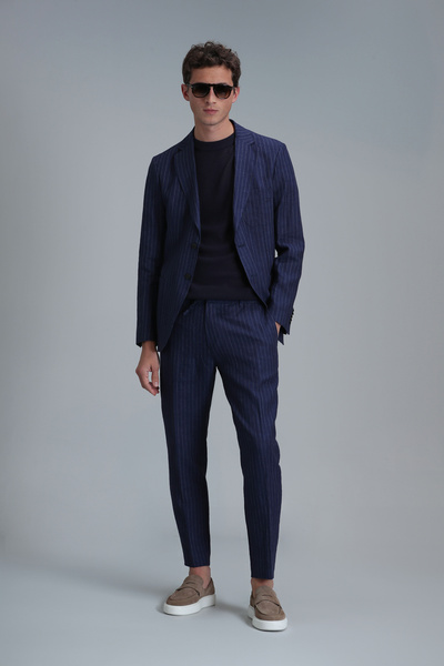 Lufian Mario Smart Ανδρικό παντελόνι Chino Tailored Fit Navy Blue