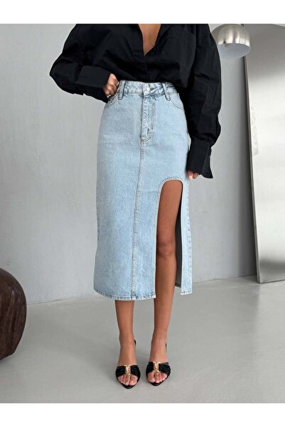 HerTon Τζιν μίντι φούστα με λεπτομέρεια σκίσιμο