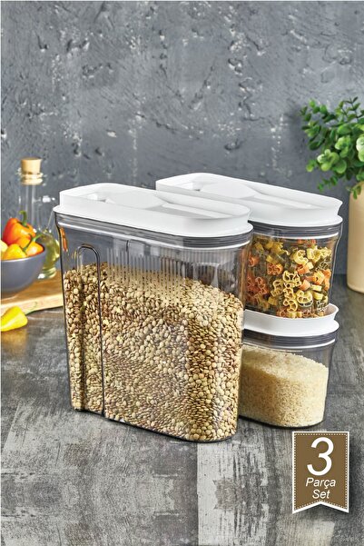 VİP AHMET Luxury Food Storage Container Transparent Smoked Set of 3 (4 Lt+2 L...