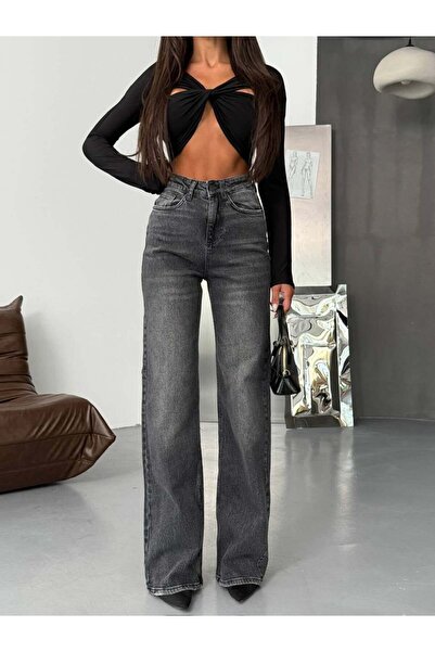 Women's High Waist Wide Leg Jean Pants – Slightly Stretchy Cotton Jeans