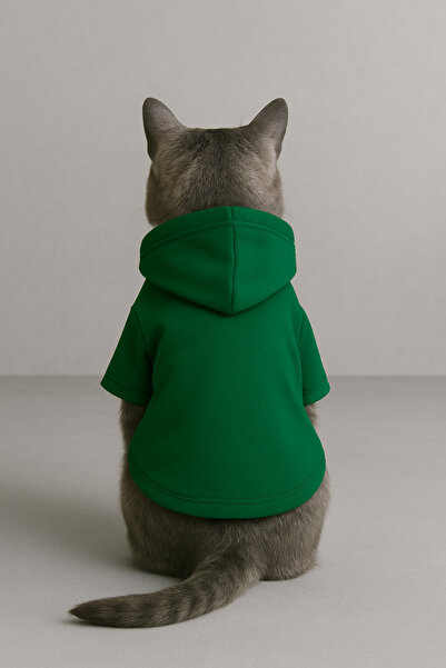 Monopetz Hooded Sweatshirt Dog And Cat Outfit - Plain Dark Green - Size M
