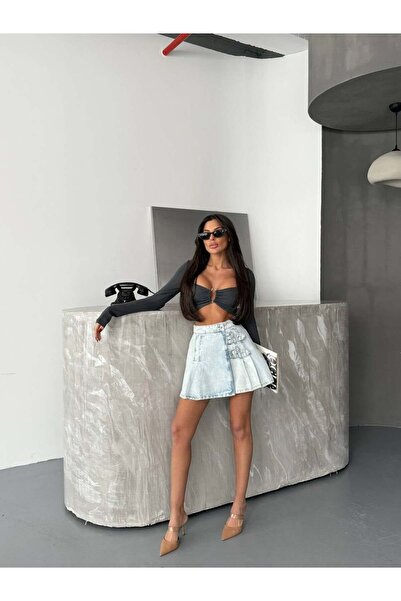 HerTon Γυναικεία Μίνι Φούστα από 100% Βαμβακερό Τζιν με Ψηλή Μέση – Κομψή Εφα...