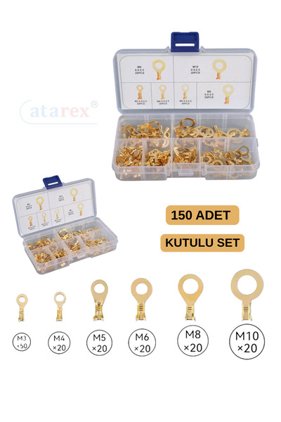 Atarex Halka Terminal Seti 150 Adet Kablo Papuç Terminali