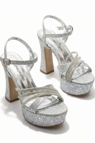 GİAMGİA STORE Γυναικεία βραδινά παπούτσια με χοντρό τακούνι, πλατφόρμα και λο...