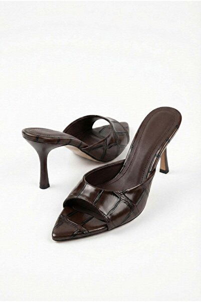 GİAMGİA STORE Kadın Rugan Sivri Burun Tek Bantlı İnce Topuklu Stiletto Terlik...