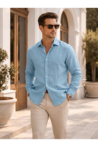 Mero Life Ανδρικό πουκάμισο με μανίκια από ύφασμα μουσελίνας Premium που αναπ...